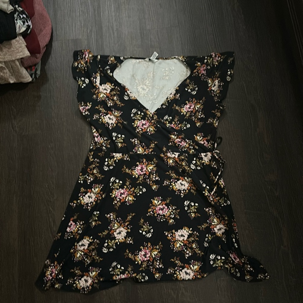 Soft stretchy sap sleeve faux tie dress juniors size XXL